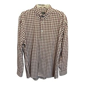 Jos A Bank Mens Red Plaid Dress Shirt Button Down Traveler's‎ Long Sleeve Cotton